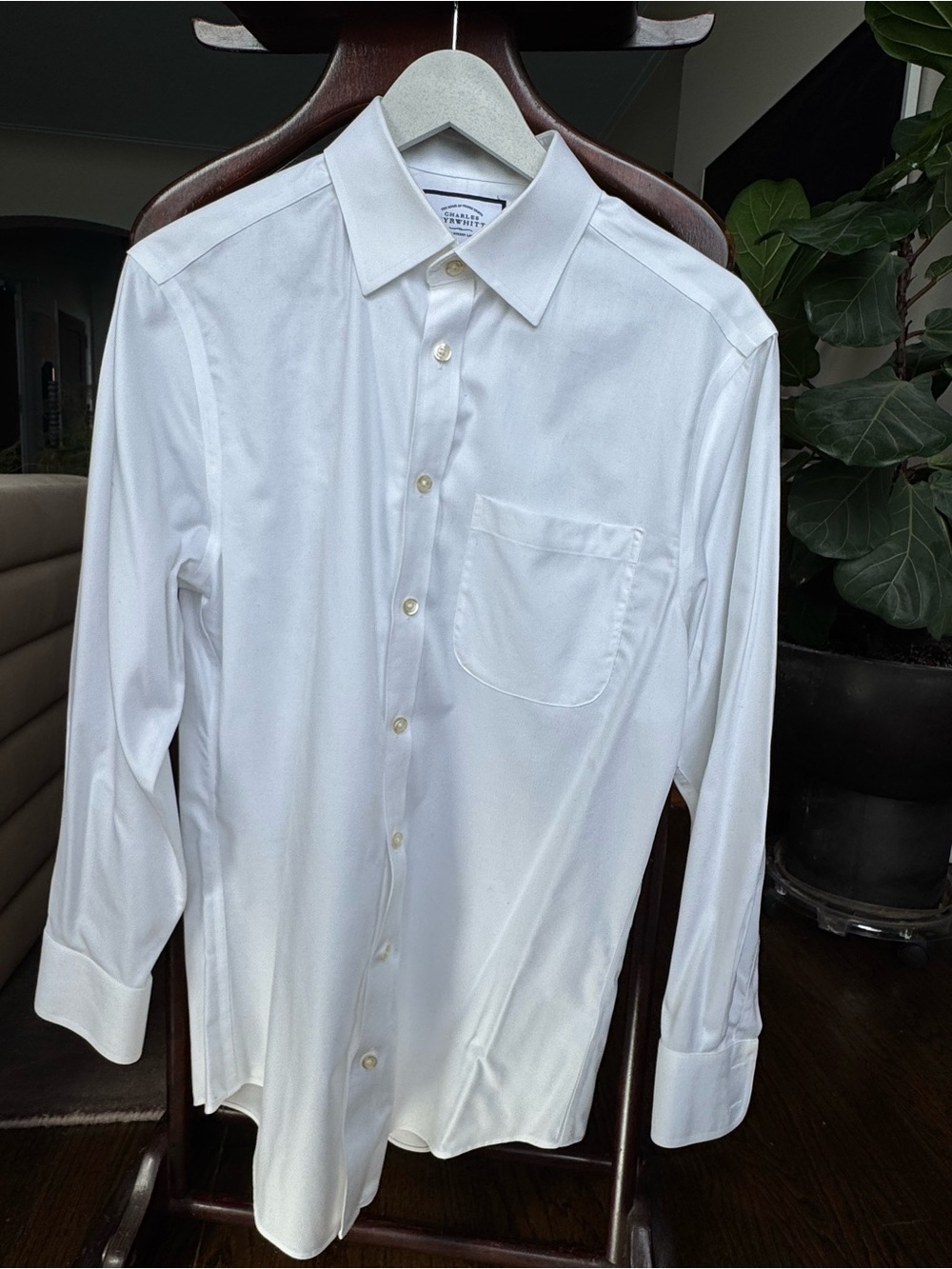 Charles Tyrwhitt White Dress Shirt with Chest Pocket